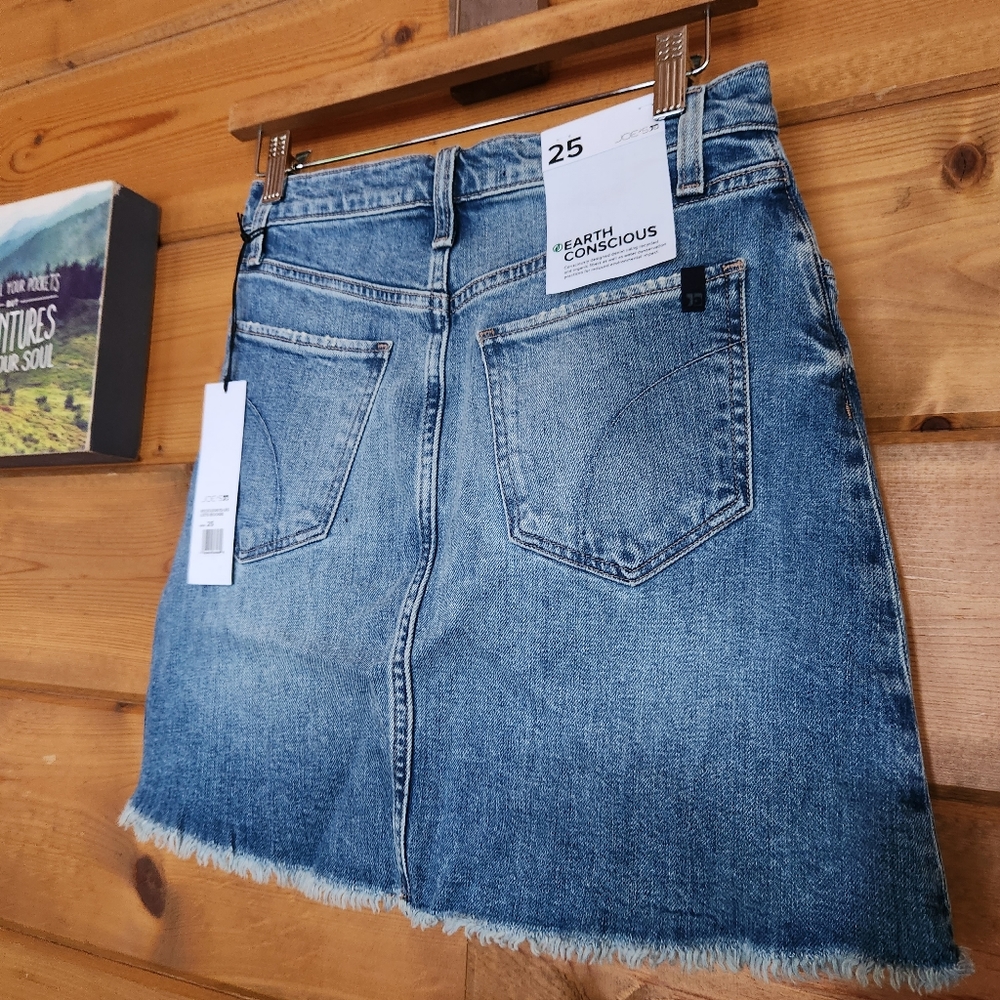 Joes Jeans π NWT Let's Boogie Denim Skirt Raw Hem Button Fly Boho Organic Sz 25 - Picture 12 of 13